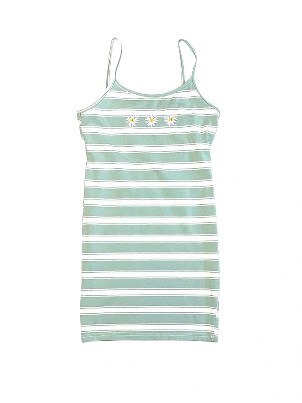 SHEIN Girl's Green And White Striped Sleeveless Dress Size 9 Years